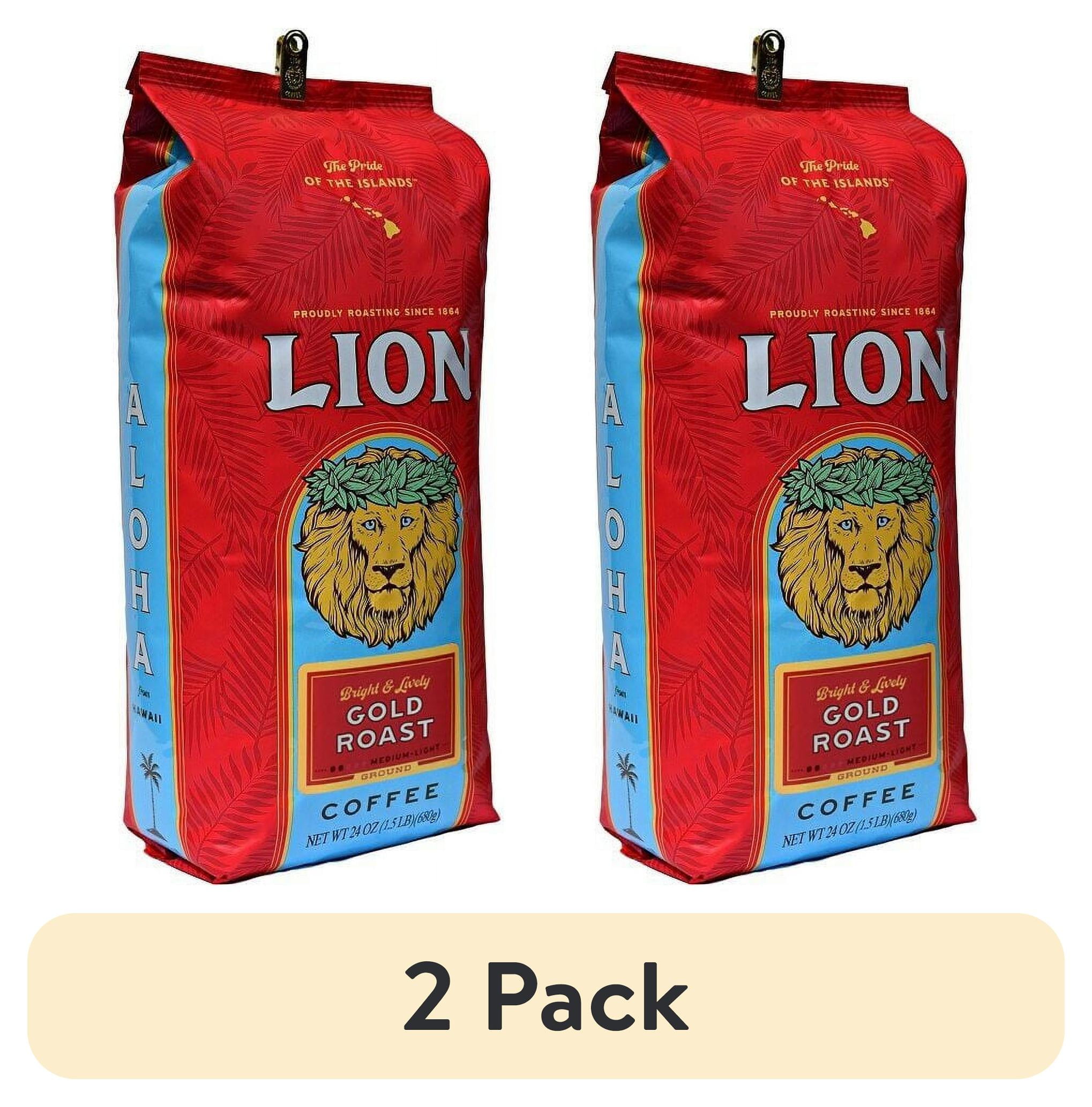 (2 pack) Lion Coffee Gold Roast Ground Coffee, 24 oz