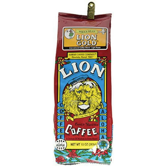 Lion Coffee, Gold Roast, Whole Bean, 10 Ounce Bag