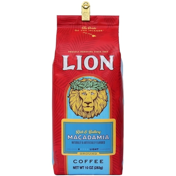 Lion Coffee Macadamia Flavor Ground Coffee Light Roast 10 oz Bag