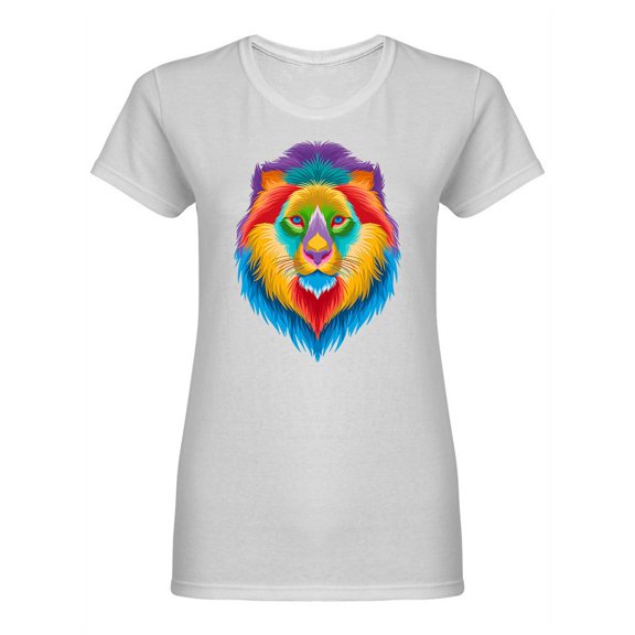 Lion Colorful Mane Shaped T-Shirt Women -Image by Shutterstock, Female Large