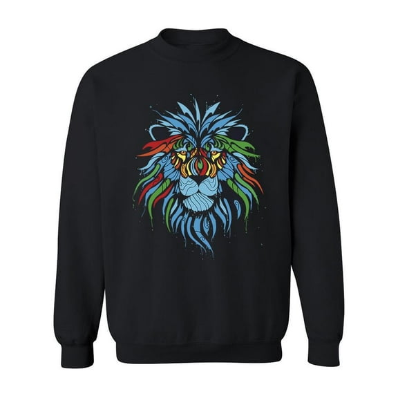 Lion Colorful Pattern Sweatshirt Men -Image by Shutterstock, Male 3X-Large