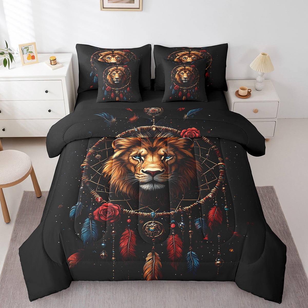 3D Flower Lion Bedding Set of Pillowcase Three Sets Home Life Supplies Bed Suit