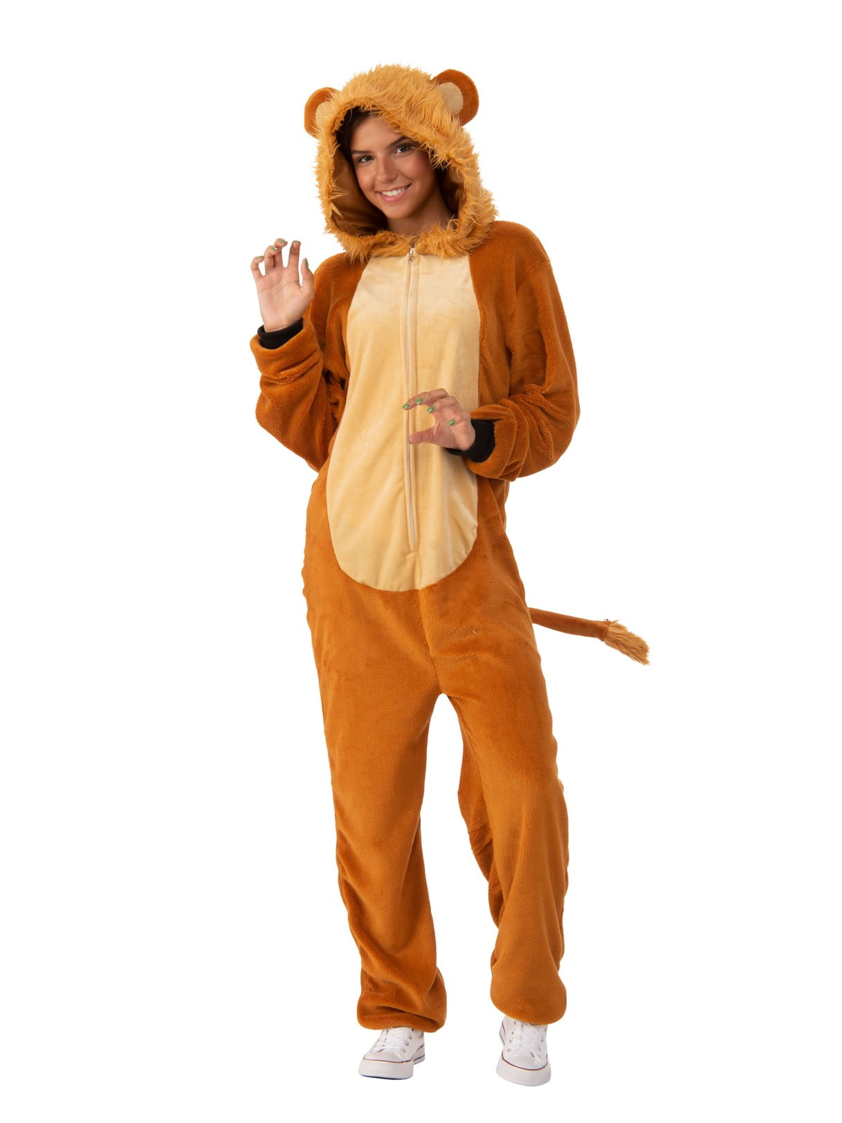 RUBIES II Lion Comfy Wear Adult Unisex Costume for Adults with Hooded Onesie Adult Size M