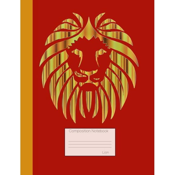 Lion Composition Notebook : Graph Paper Book to Write in for School, Take Notes, for Teen Girls and Boys, Students, Teachers, Homeschool, Shiny Gold and Red Cover (Paperback)