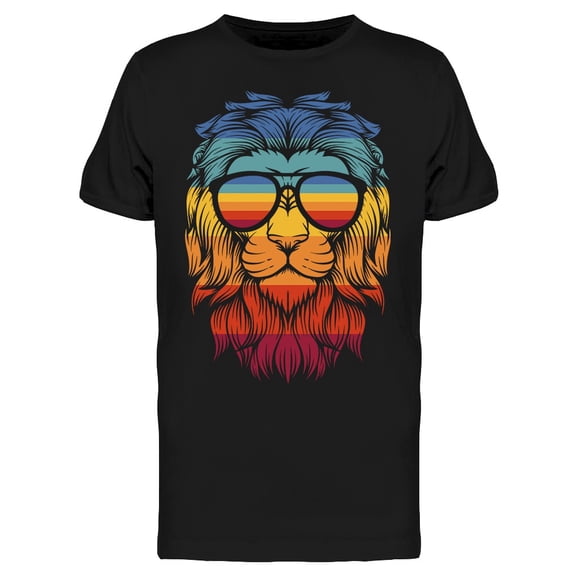 Lion Cool Retro Eyeglasses T-Shirt Men -Image by Shutterstock, Male Medium