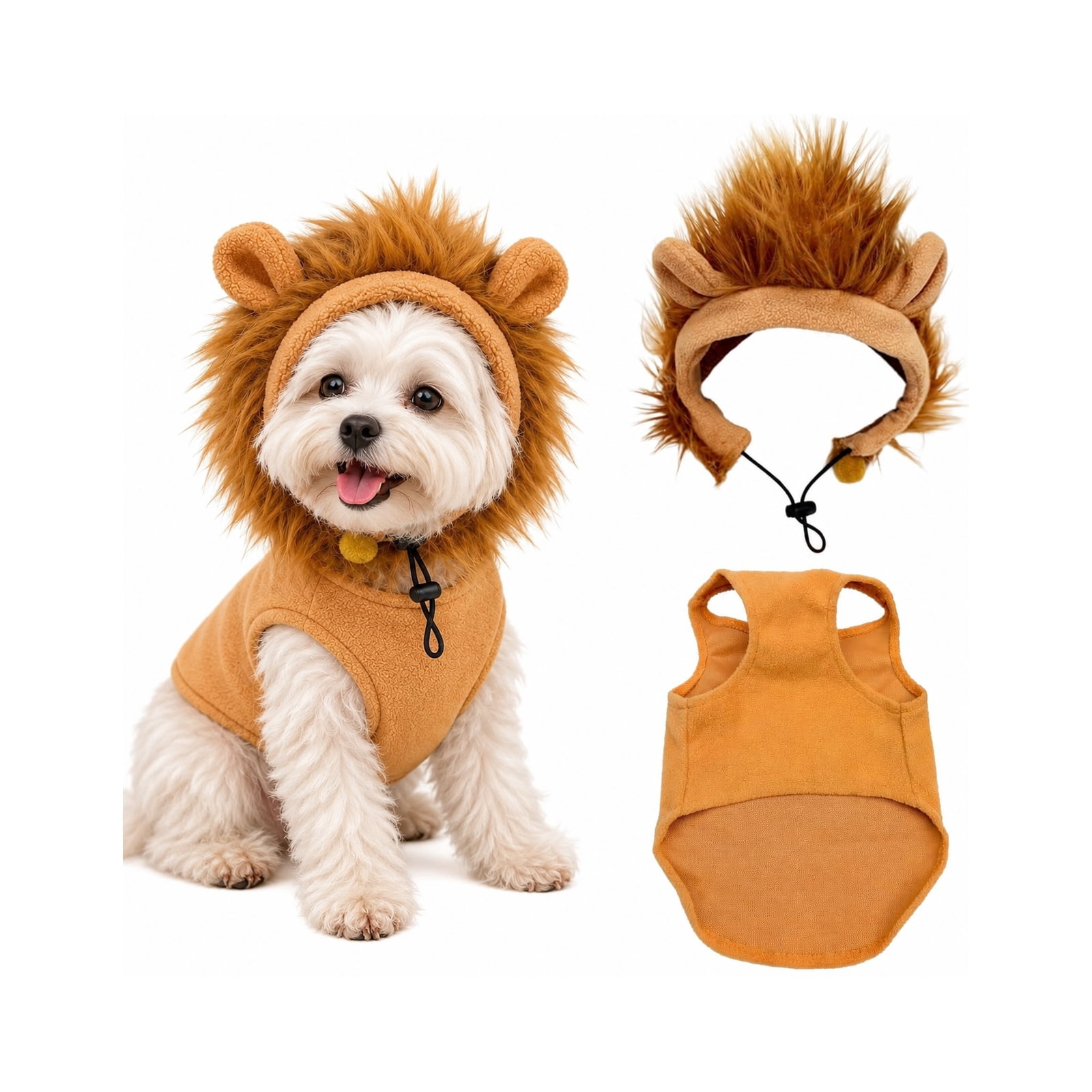 Lion Costume For Medium Dogs, 2 In 1 Lion Mane Hat And Sweater Set ...
