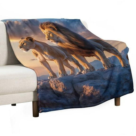 Lion Couple Super Soft Blanket Christmas Throw Blanket Flannel Microfiber Blankets for Couch Bed Sofa Fluffy and Warm 30"x40"