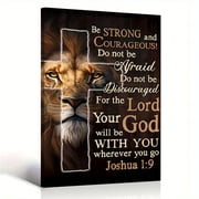 Lion Cross Joshua 19 Bible Verse Premium Framed Canvas Wall Art - Christian Inspirational Decor For Living Room Bedroom, Easy To Hang, High-Definition Print 8*12inch20*30cm