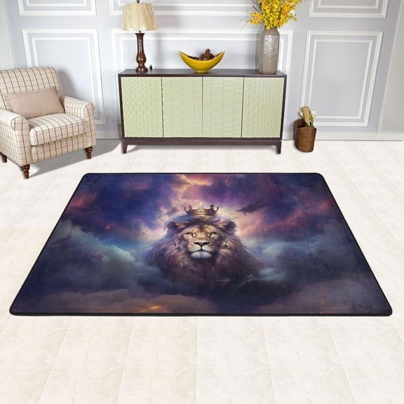 Lion Crown Clouds Area Rug Washable 72 x 48 Floor Carpet Mat Non Slip for Bedroom Living Room Kids Room Home Decor