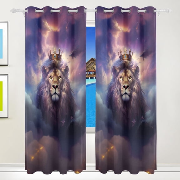 Lion Crown Clouds Black Out Curtains 84 Inch Length for Bedroom Living Room Windows 2 Panels Set