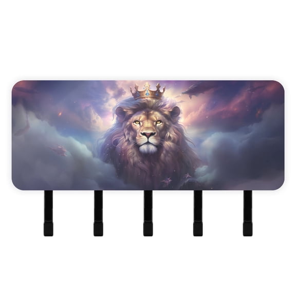 Lion Crown Clouds Mail Holder Organizer Wall Mount with Shelf Key Holder Key Rack with 5 Key Hooks for Wall Decorative