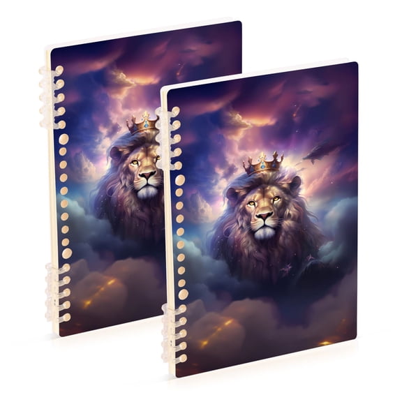 Lion Crown Clouds Ring Binder Notebook Journey Note Diary College Ruled Spiral Notebook Study Loose Leaf Paper A5 60 Pages