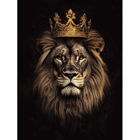 Lion with Crown Decor Painting/Canvas Art Suitable for Living Room Bedroom Office Study Dining Room Hotel Lounge Gallery Exhibitions Hallway Studio Club Decoration.