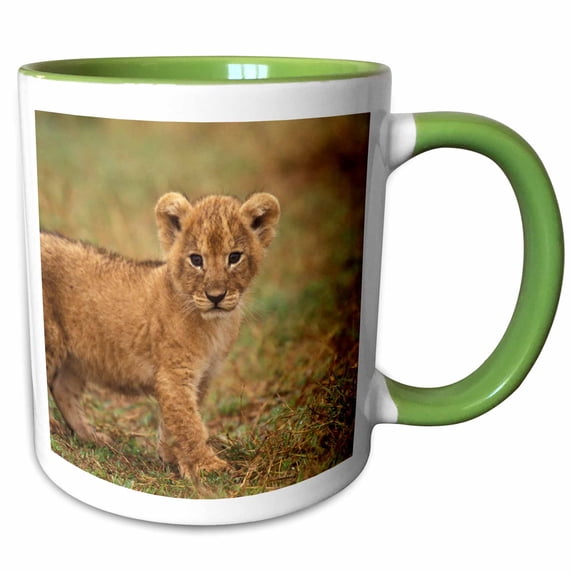 3drose, Lion Cub (panthera Leo), Kenya-af21 Kfo0022 - Kent Foster, 15oz Two-tone Green Mug