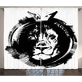 thumbnail image 1 of Ambesonne Lion Curtains 2 Panel Set, King of the Forest Freedom, 108" x 96", Black and White, 1 of 2