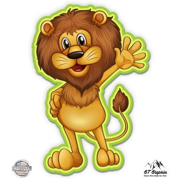 Lion Cute - 3" Vinyl Sticker - For Car Laptop I-Pad Phone Helmet Hard Hat - Waterproof Decal