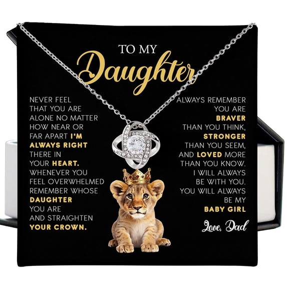 Lion Dad & Daughter Love Knot Necklace For Daughter, & Birthday, White ...