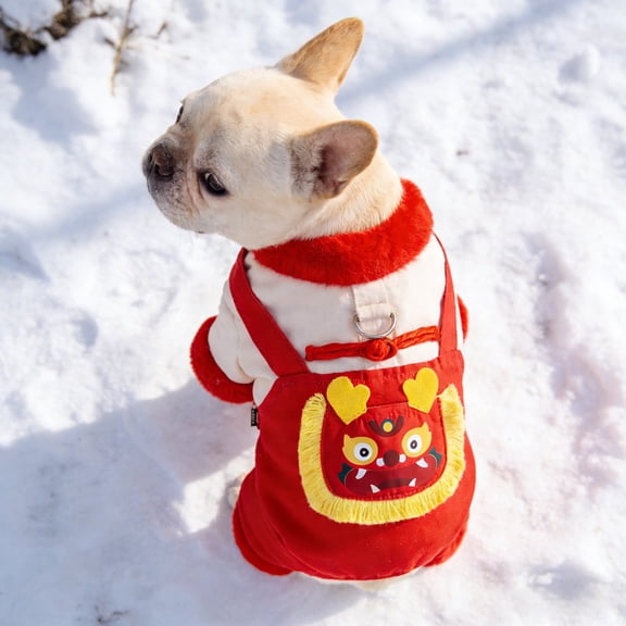 Lion Dance Dog Costume 2027 Lunar New Year Dog Outfit Chinese New Year Dress up Chinese Dragon Costume for Dogs Small Puppy Pet Chihuahua Puppy Costumes