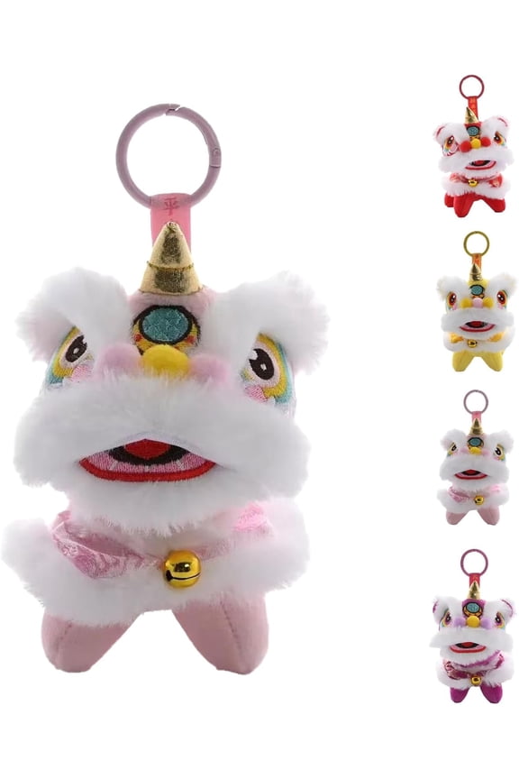 Lion Dance Keychain,Chinese Lion Dance Plush Keychain,Cute Lion Dance Keychain As A Gift Add More Fun For New Year.