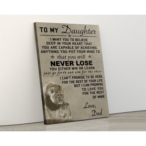 Lion Daughter Win Learn Family Wall Art Decor Unframed Paper Print