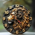 thumbnail image 1 of Lion Decorative Wall Clock with Vintage Style Design 10-Inch Silent Wooden Wall Clock, Battery Operated (AA Batteries Not Included), Artistic Home Decor, 1 of 7