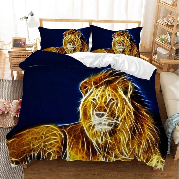 Lion Duvet Cover Set,Bedding Set for Kids and Adult, Home Decor, King Size