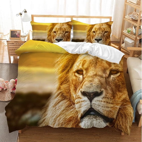 Lion Duvet Cover Set,Bedding Set for Kids and Adult, Home Decor,Twin Size