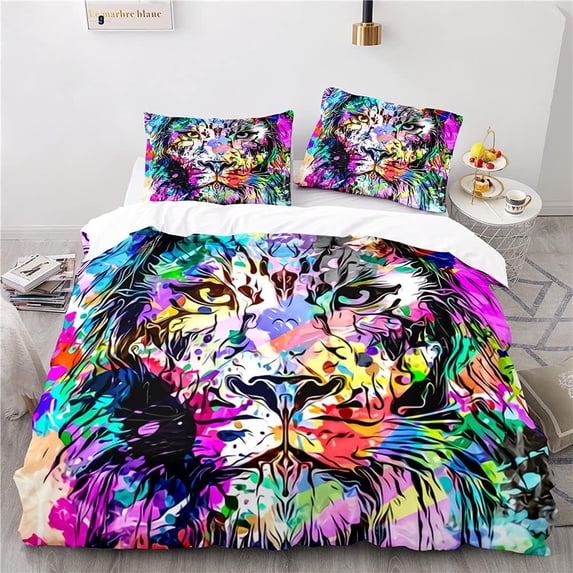 Lion Duvet Cover Set,Bedding Set for Kids and Adult, Home Decor,Twin Size