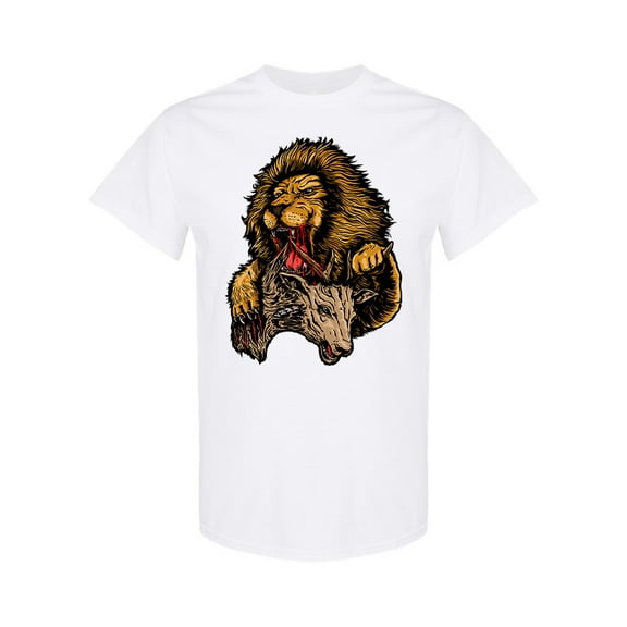 Lion Eating T-Shirt Men -Image by Shutterstock, Male Small