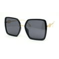 thumbnail image 1 of Lion Emblem Diva Oversize Rectangle Butterfly Luxury Fashion Sunglasses Black Gold - Black, 1 of 4