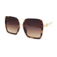 thumbnail image 1 of Lion Emblem Diva Oversize Rectangle Butterfly Luxury Fashion Sunglasses Tortoise Gold - Brown, 1 of 4