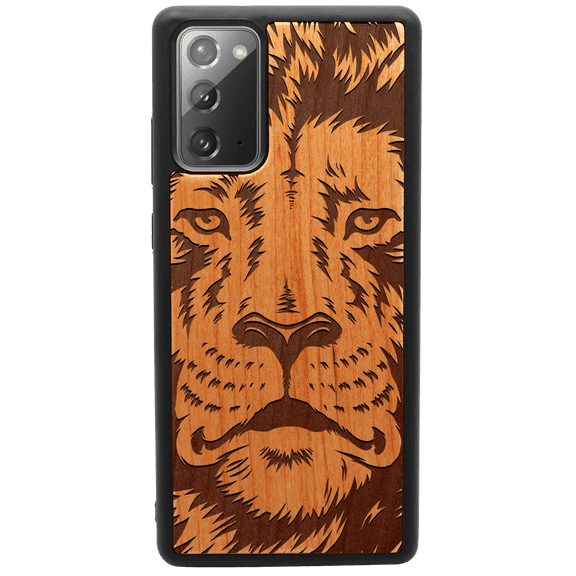 Lion Face 2 - Engraved Phone Model: Samsung Note 20, Color: Cherry