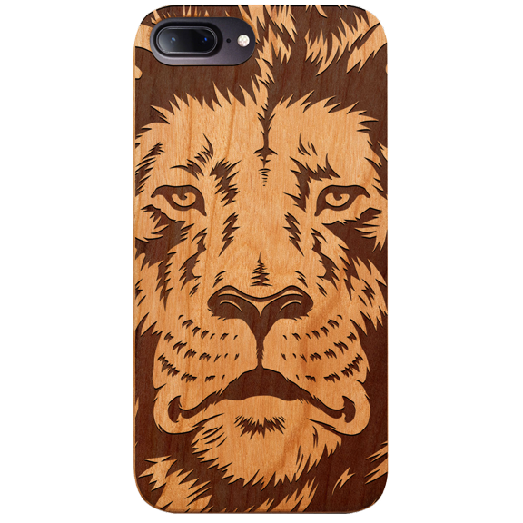 Lion Face 2 - Engraved Phone Model: iPhone 6+/6S+/7+/8+ Universal, Color: Cherry