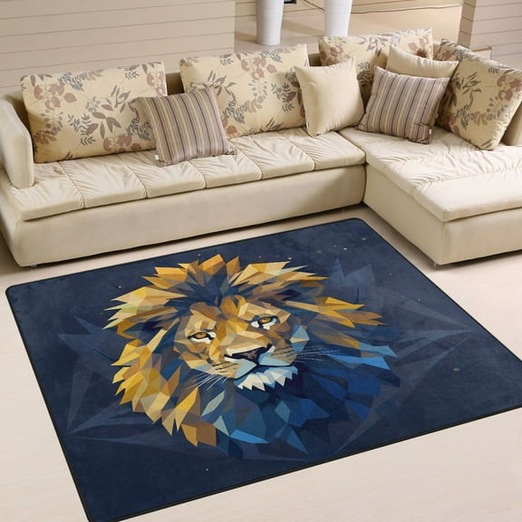 Lion Face Area Rug Washable 80 x 58 Floor Carpet Mat Non Slip for Bedroom Living Room Home Decor