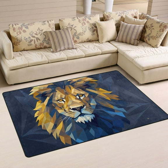 Lion Face Area Rug Washable Floor Carpet Mat 60 x 39 inch for Bedroom Living Room Kids Room Home Decor