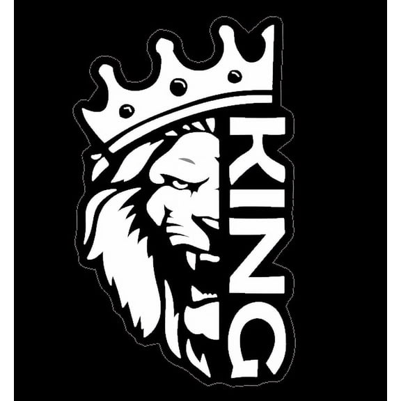 Lion Face Decal for Car Vinyl Window, Crown King with Lion Symbol Royal Car Sticker, King of The Road, Majestic Car Decal, 1PC (White)