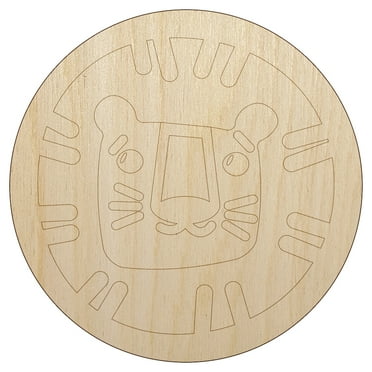 Lion Face Doodle Wood Shape Unfinished Piece Cutout Craft DIY Projects - 4.70 Inch Size - 1/8 Inch Thick
