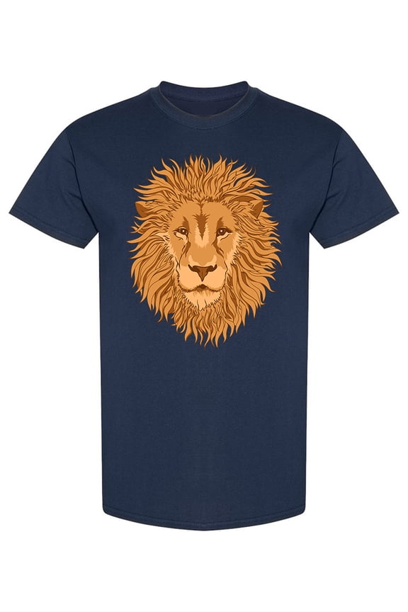 Lion Face Front View T-Shirt Men -Image by Shutterstock, Male Small