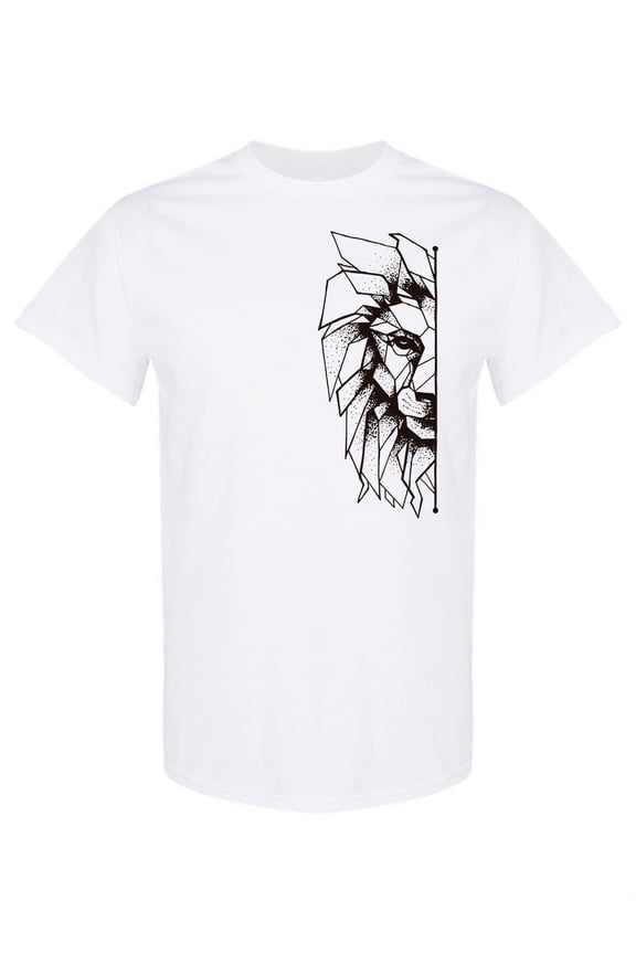 Lion Face Geometric Design T-Shirt Men -Image by Shutterstock, Male Small
