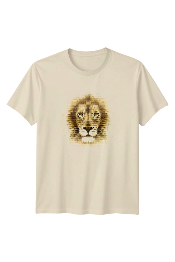 Lion Face Pixel Art Animals Mens T-Shirt Womens Tee Graphic Unisex Top All Size S-5XL