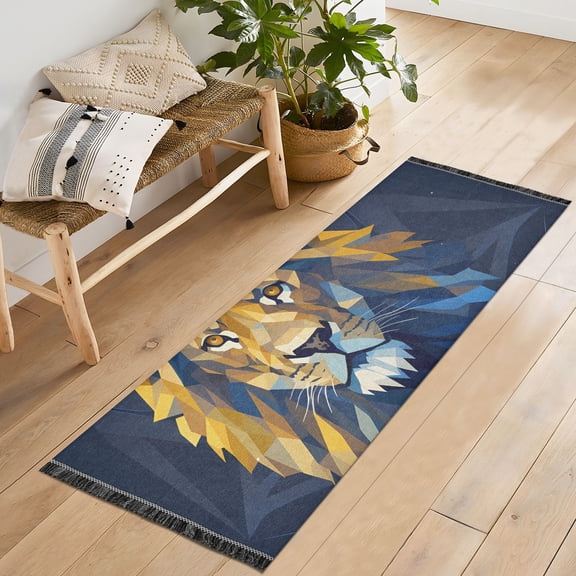 Lion Face Runner Rug Machine Washable Area Rugs Carpet Non Slip Entryway Mat for Bedroom Entryway Front Door
