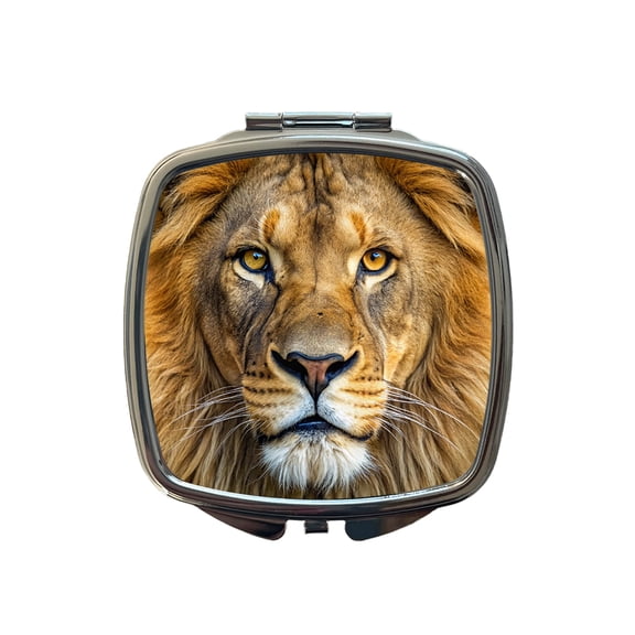Lion Face Travel Makeup Handbag Purse Small Pocket Compact Mirror