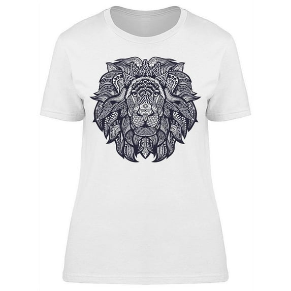 Lion Face W/cute Pattern T-Shirt Women -Image by Shutterstock, Female XX-Large
