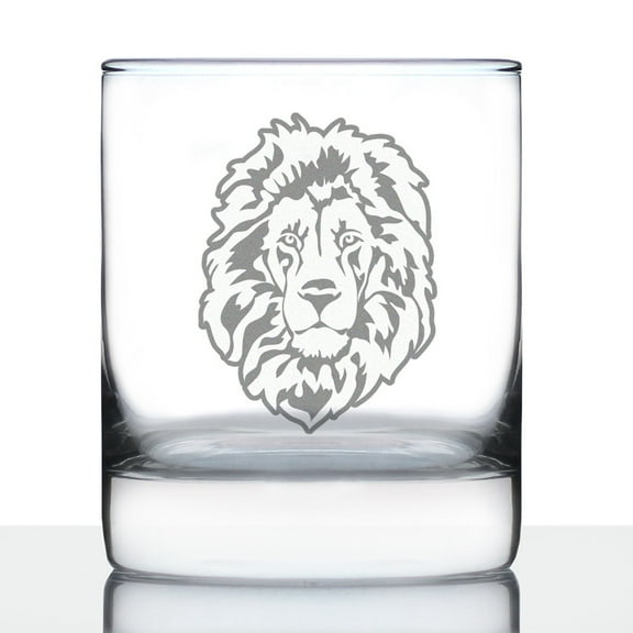 Bevvee Whiskey Rocks Glass 10.25 oz Lion Face Gifts for Whiskey Enthusiasts Glassware & Drinkware