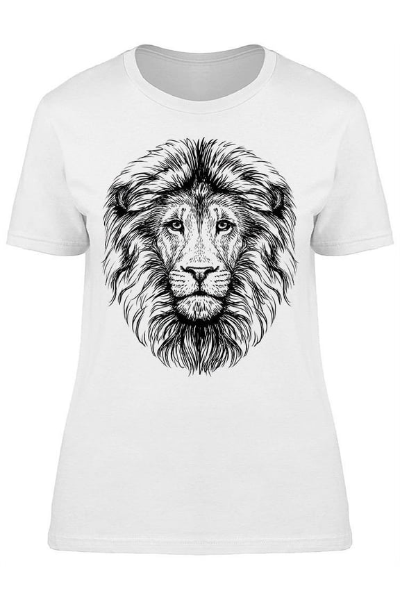Lion Face With Long Mane T-Shirt Women -Image by Shutterstock, Female Small