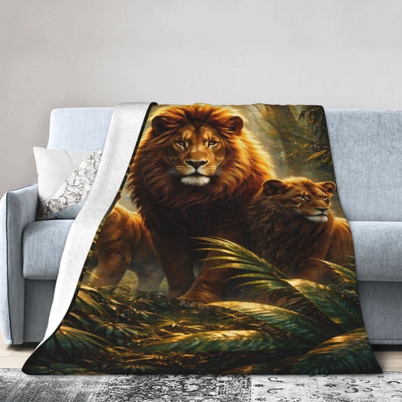 Lion Family Blanket Gift Cozy Soft Home Decor with Jungle Inspired Design for Animal Lovers Gift 50x40