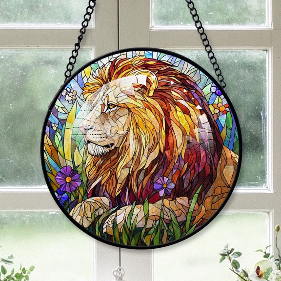 Lion Family Christmas Suncatchers, Lion Stained Glass Window Hangings, Lion Christmas, Lion Decor, Lion Christmas Tree Decorations Unique Gifts For Women - 172HD86, Lion Sun Catcher