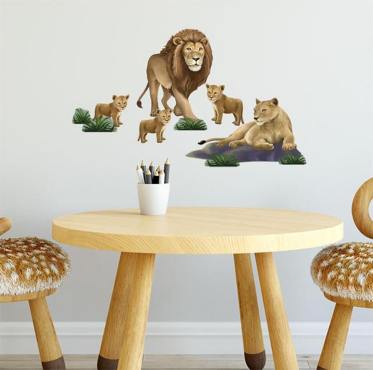 Lion Family Wall Decals Safari Animal Kids Wall Stickers Includes 13 ...