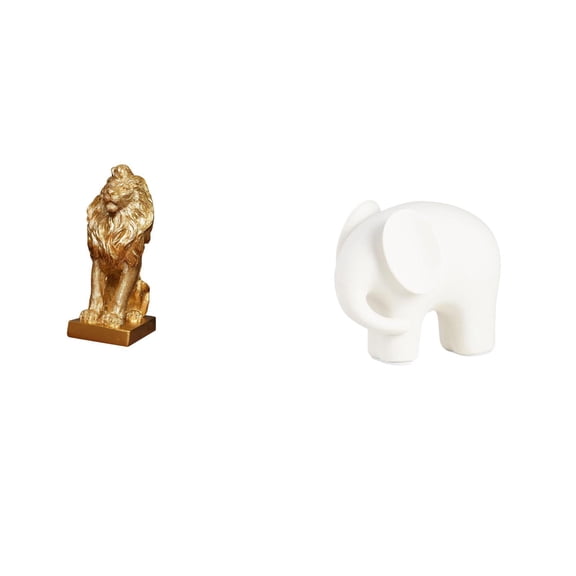 Lion Figurine Elephant Statue Collectible Art Resin Ceramic Decoration for Office Home Bookshelf Tabletop