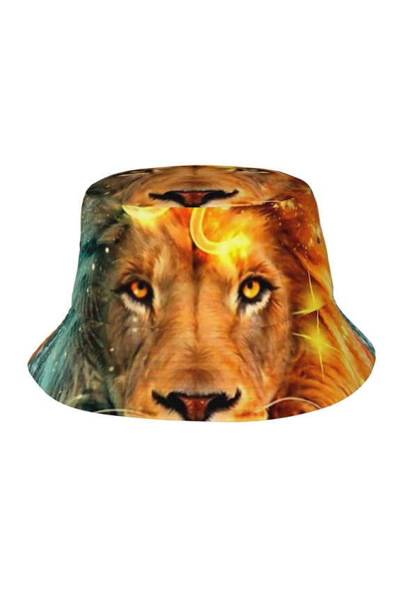 Lion Fire Galaxy Star Shinning Bucket Hat,Packable Sun Cap,Max Protection For Uva,Perfect For Fishing Gardening Hiking Camping